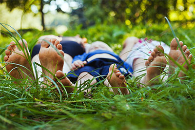 Lying on grass