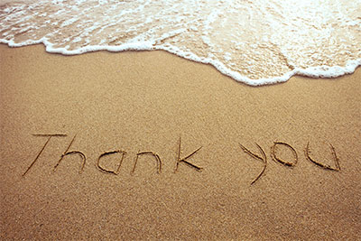 Thank you on sand